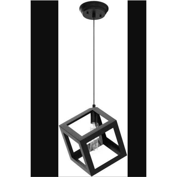 LNC Black Geometric Pendant Lighting Modern Square Hanging Light Ceiling Fixture - Picture 1 of 5